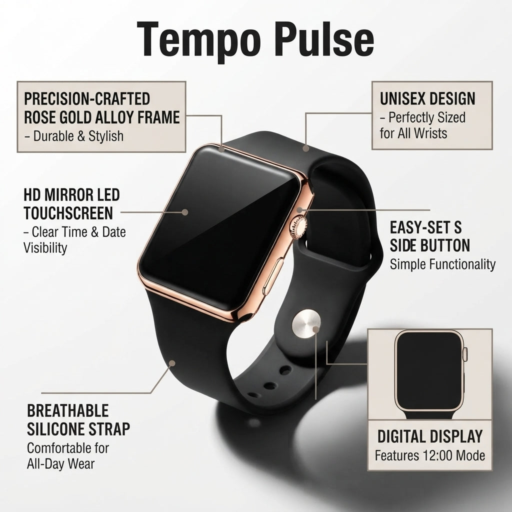 Unisex Square Digital Sports Watch